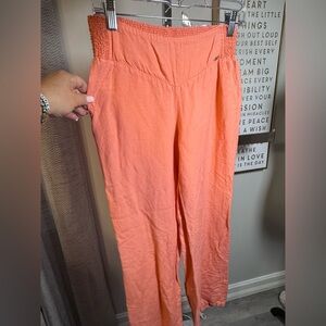 bebe Y2K Linen and Viscose Coral Straight-Leg Pull-On Pants in great condition